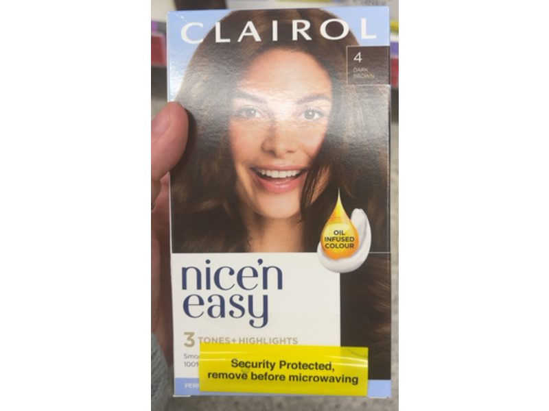Clairol Nice 'n Easy 3 Tones + Highlights Permanent Hair Dye, 4 Dark Brown, 1 Application, Pack Of 3