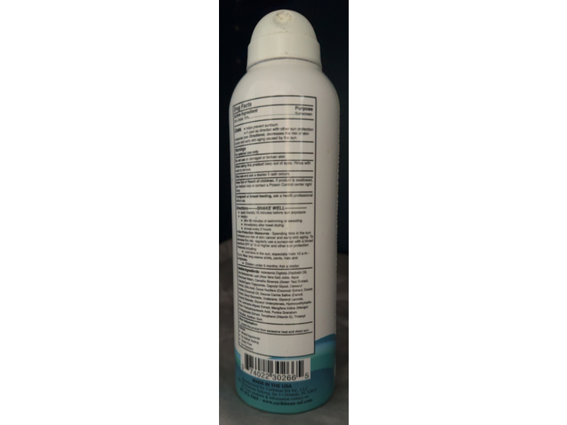 Caribean Sol Natural Sunscreen Spray, SPF 30, 6 oz/177.44 mL