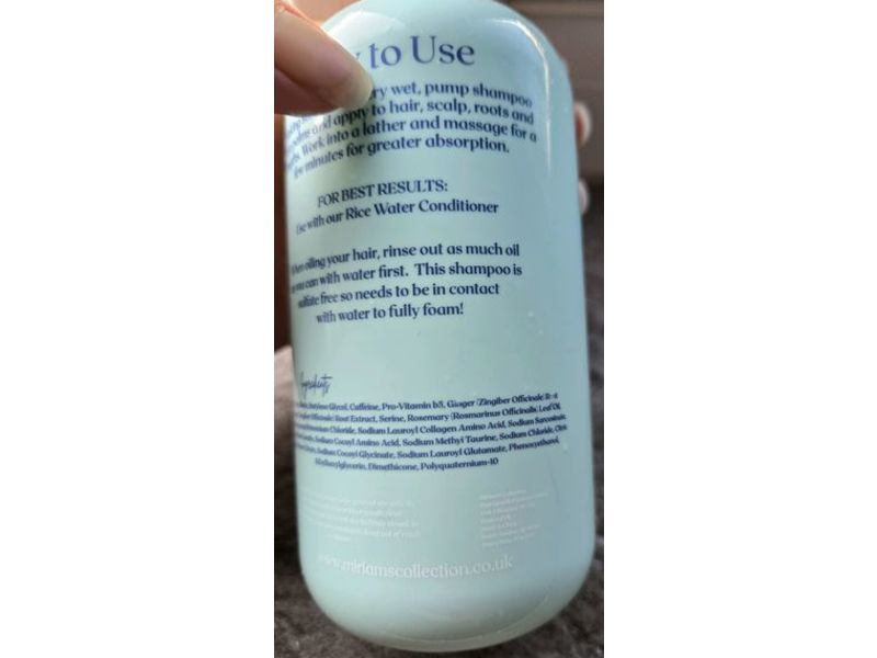 Miriams Collection Shampoo, Rice Water, 10 fl oz/300 mL