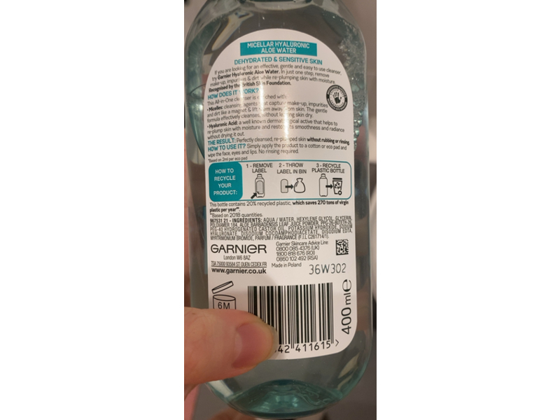 Garnier Skin Active Micellar Hyaluronic Aloe Water, 400 mL