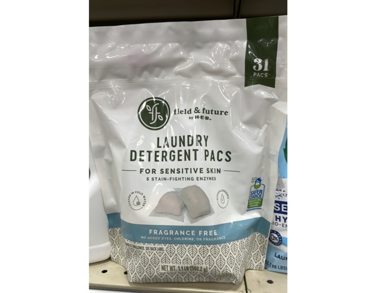 H.E.B Field & Future Laudry Detergent Pacs, 502.2 g, 31 Pacs