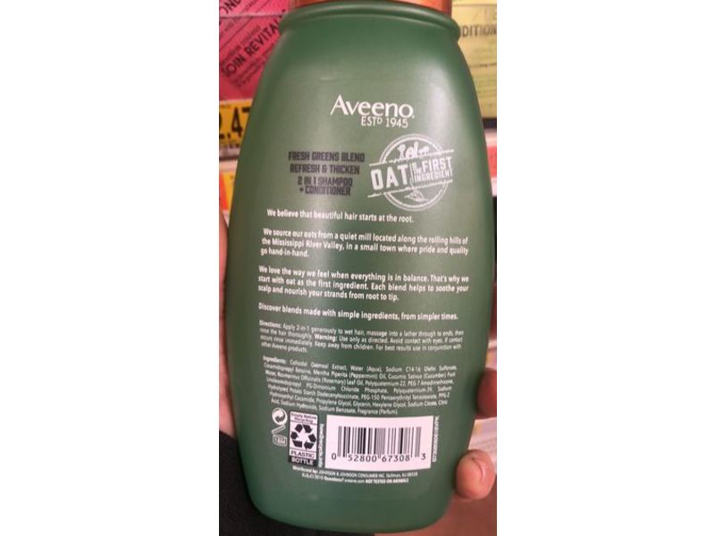 Aveeno 2-In-1 Shampoo + Conditioner, Fresh Greens Blend, 12 fl oz/354 mL