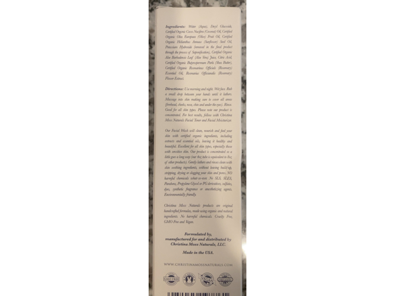 Christina Moss Natural Facial Wash, Rosemary, 4 fl oz/118 mL