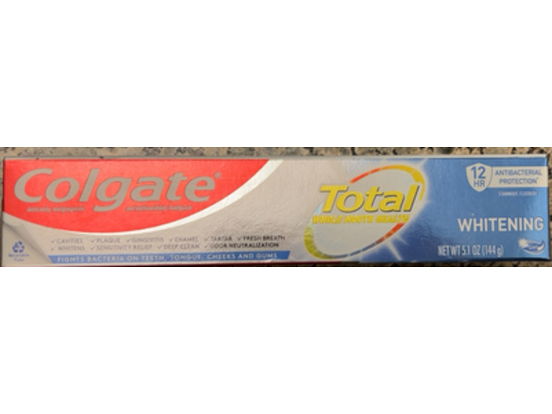 Colgate Total Whitening Gel Toothpaste, Mint, 5.1 oz|144 g