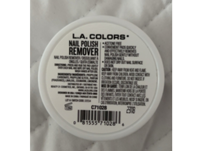 L.A. Colors Nail Polish Remover, Lavender, 32 Count