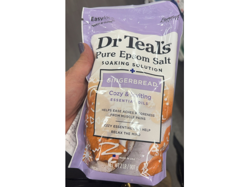 Dr Teal's Pure Epsom Salt, Soaking Solution + Gingerbread, 907 g