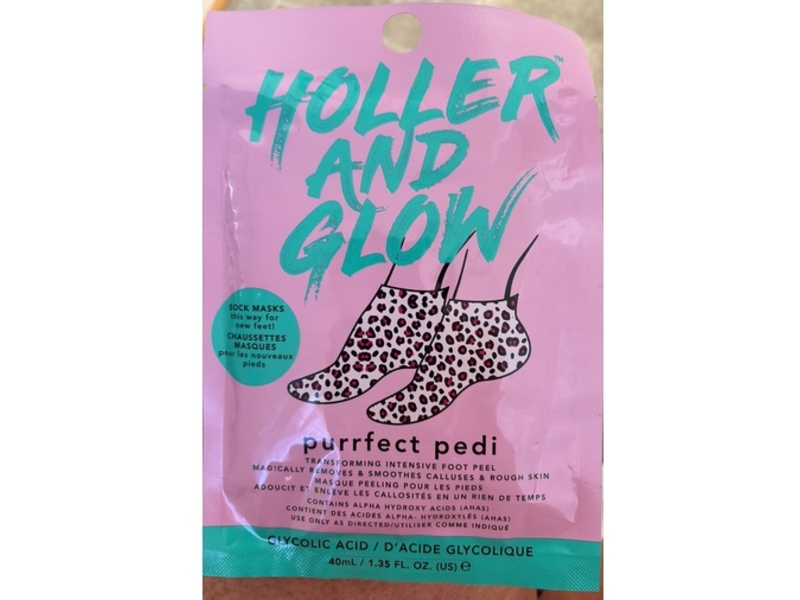 Holler & Glow Purrfect Pedi Foot Mask, Glycolic Acid, 1.35 fl oz/40 mL, Pack Of 6