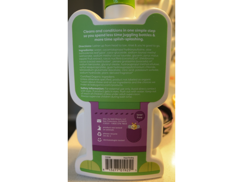 Babyganics Kids 3-in-1 Shampoo & Conditioner Body Wash, Berry Berry, 16 fl oz/473 mL, Pack Of 2