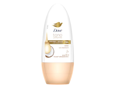 Dove Clear Tone Antiperspirant Roll On Deodorant, Coconut, 50 mL