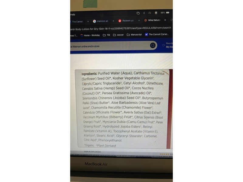 Mika Naturals Organic Hemp Seed Hand Body Lotion, Wild Vanilla Ginger, 16 fl oz/473 mL