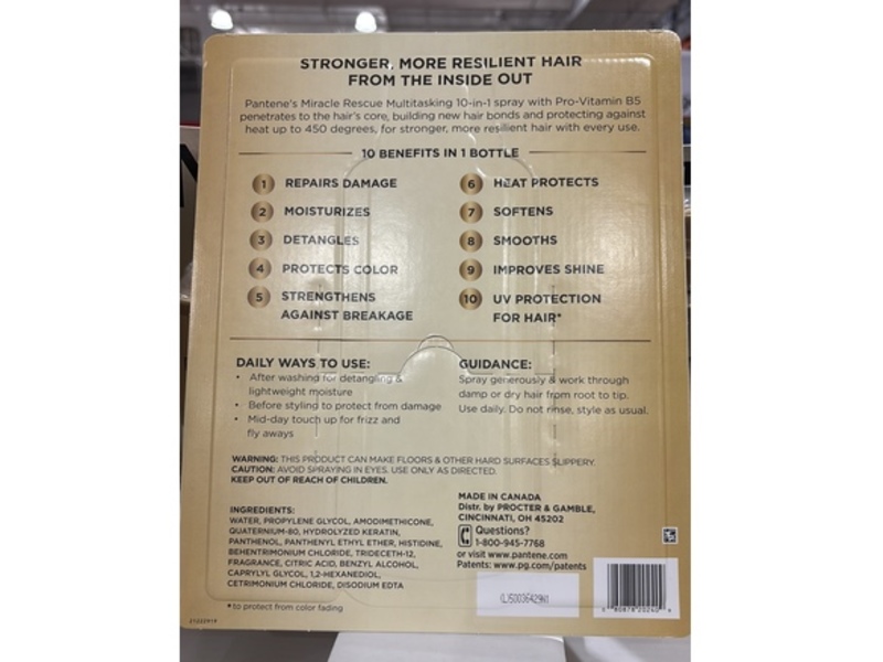 Pantene Pro-V Multitasking Spray, Miracle Rescue, 12.4 fl oz/364 mL