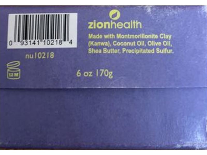 Zion Health Ancient Clay Soap With Sulfur, 6 oz/170 g
