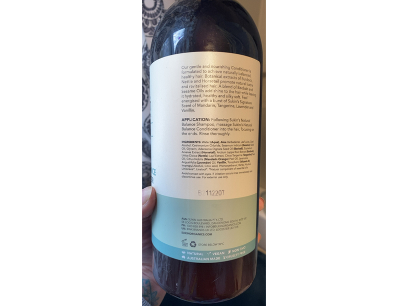 Sukin Haircare Natural Balance Conditioner, 33.82 fl oz/1 L