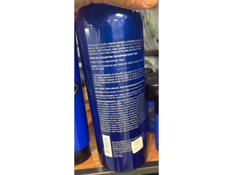 Jack Black Blue Midnight Hair & Body Cleanser, Black Pepper + Lavender, 33 fl oz/975 mL