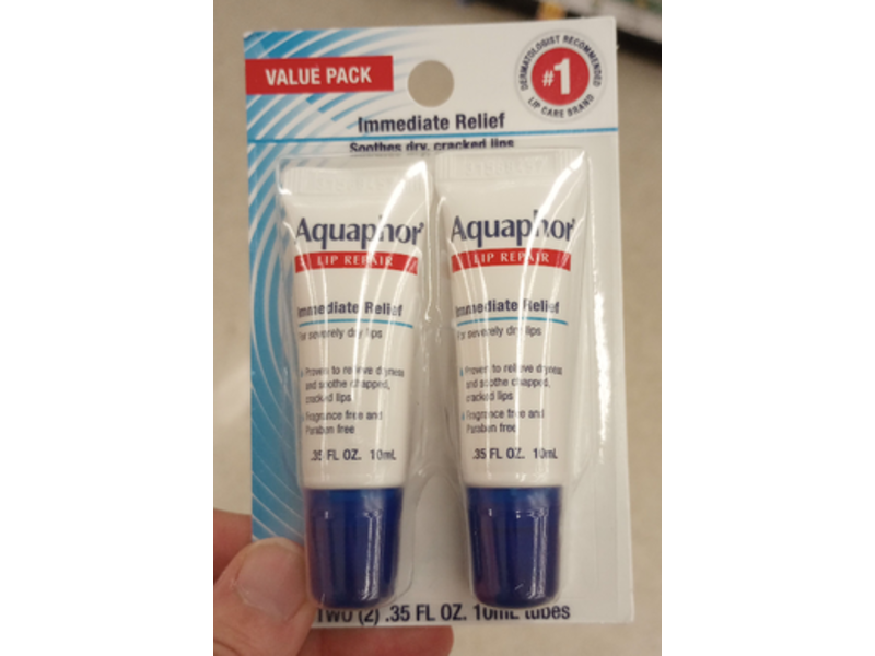 Aquaphor Lip Repair Immediate Relief For Severely Dry Lips, 0.35 fl oz/10 mL