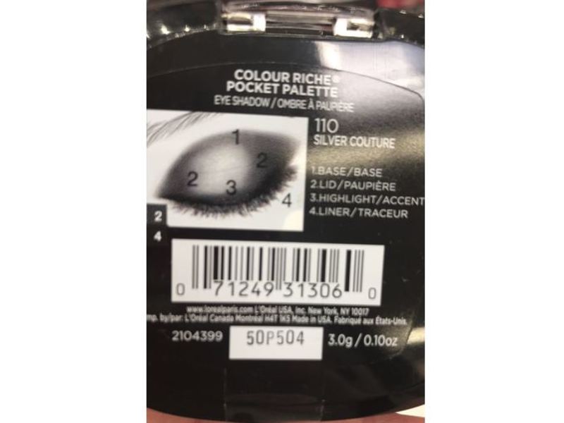 L'Oreal Paris Colour Riche Pocket Eye Shadow Palette, 110 Silver Couture, 0.1 oz/3 g