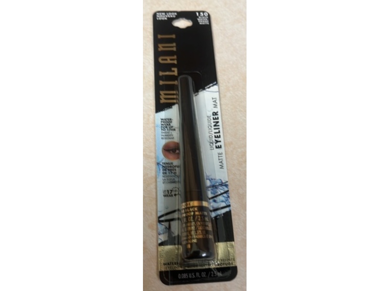 Milani Stay Put Matte Waterproof Liquid Eyeliner, 150 Black, 0.085 fl oz/2.5 mL