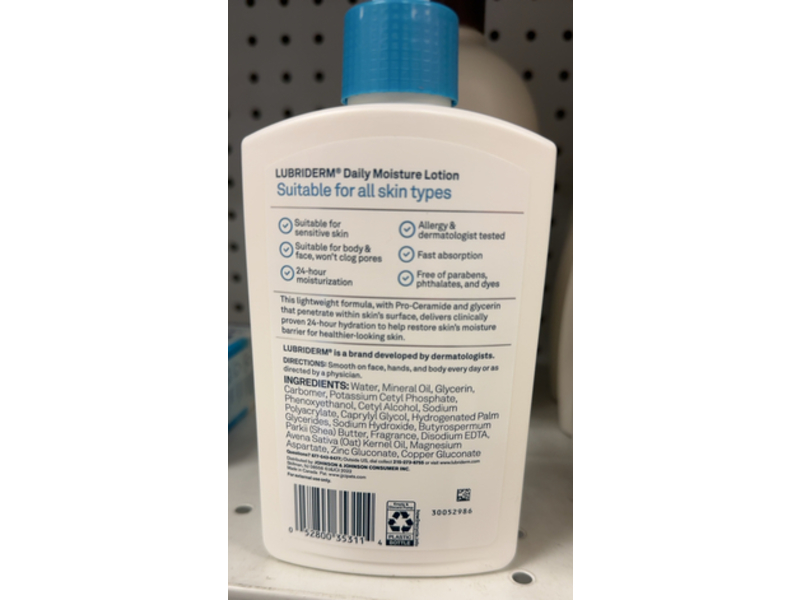 Lubriderm Daily Moisture Lotion, Pro-Ceramide, Shea Butter + Glycerin, 10 fl oz/296 mL