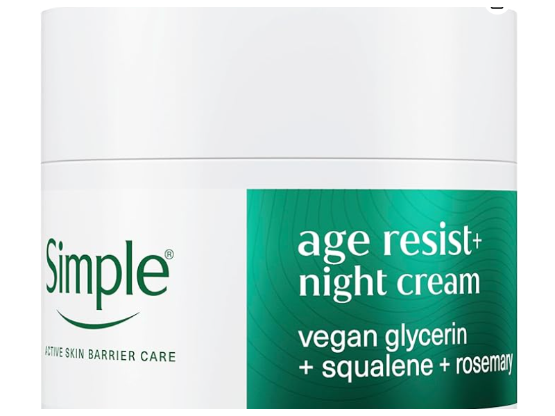 Simple Age Resist + Night Cream, Vegan Glycerin + Squalane + Rosemary, 50 mL