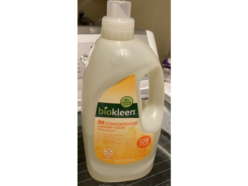 Biokleen 3X Concentrated Laundry Liquid, Citrus Essence, 128 Loads, 64 fl oz/1.80 L