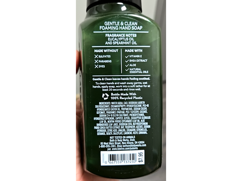 Bath & Body Works Gentle & Clean Foaming Hand Soap, Eucalyptus + Spearmint, 8.75 fl oz/259 mL, Pack Of 3