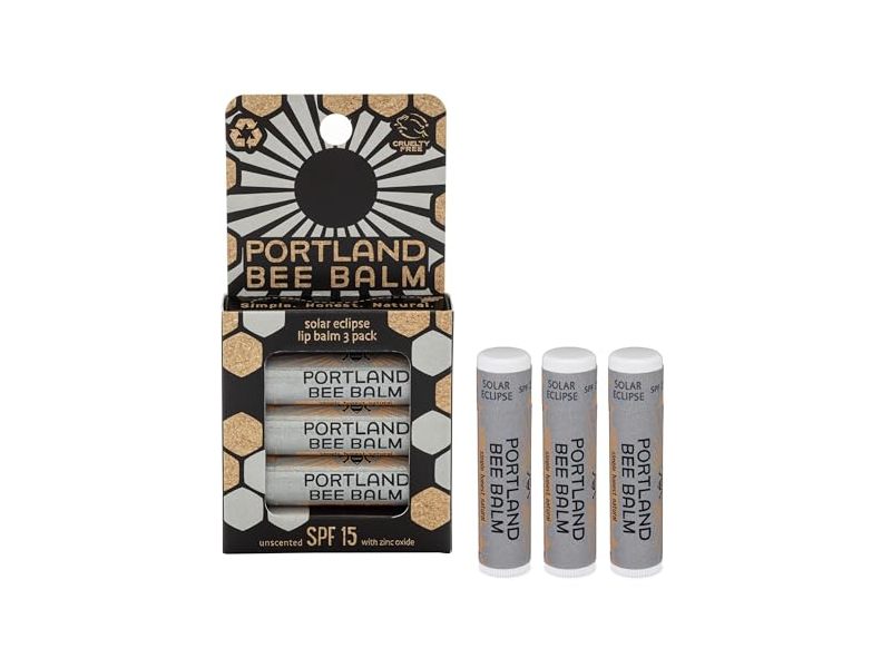 Portland Bee Balm Solar Eclipse Lip Balm, Unscented, SPF 15, 0.15 oz/4.2 g