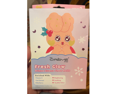The Creme Shop Fresh Glow Printed Essence Sheet Masks, Vitamin c + Oat Extract & Elderberry, 3 Count