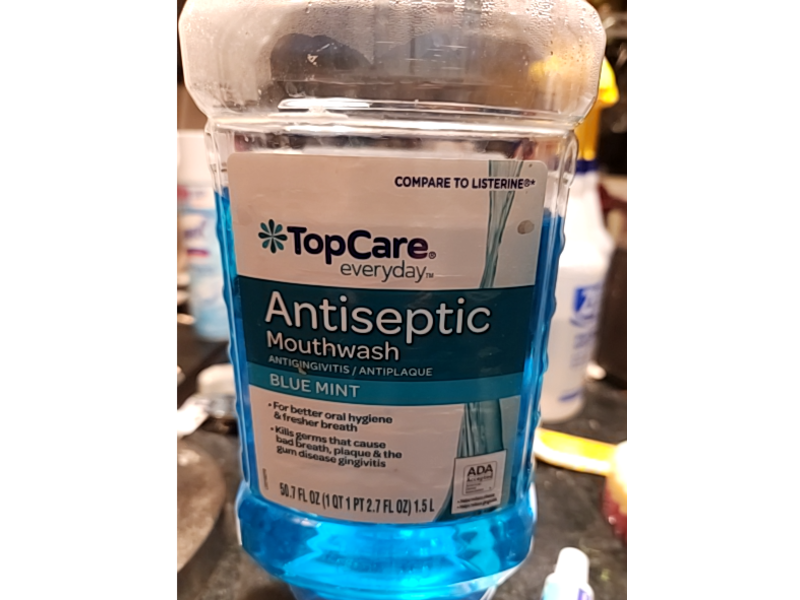 TopCare Everyday Antiseptic Mouthwash, Blue Mint, 50.7 fl oz/1.5 L