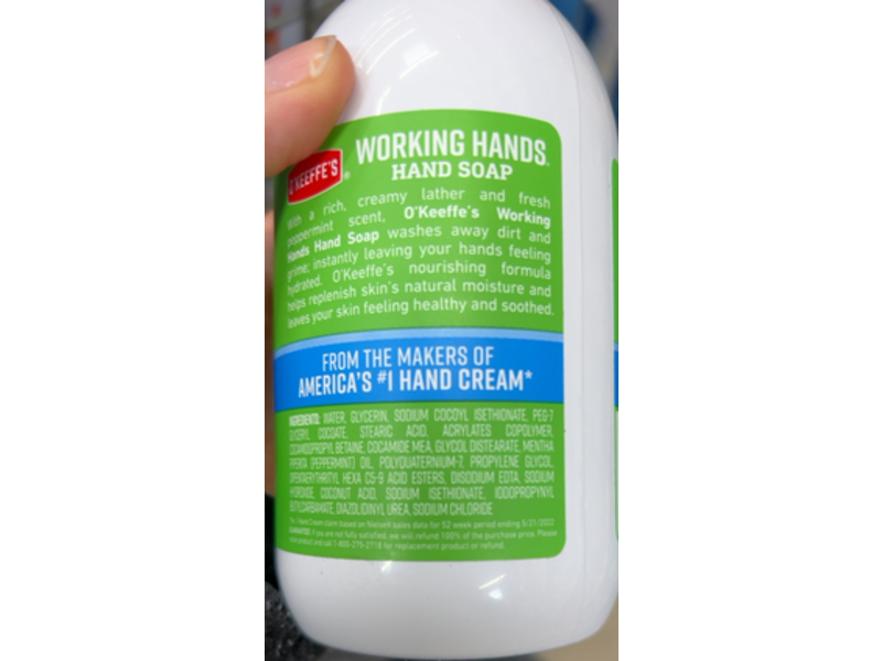 O'Keeffe's Working Hands Soap, Peppermint Oil, 12 fl oz/354 mL