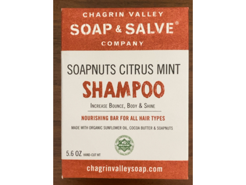 Chagrin Valley Soap & Salve Company Soapnuts Citrus Mint Shampoo Nourishing Bar, 5.6 oz