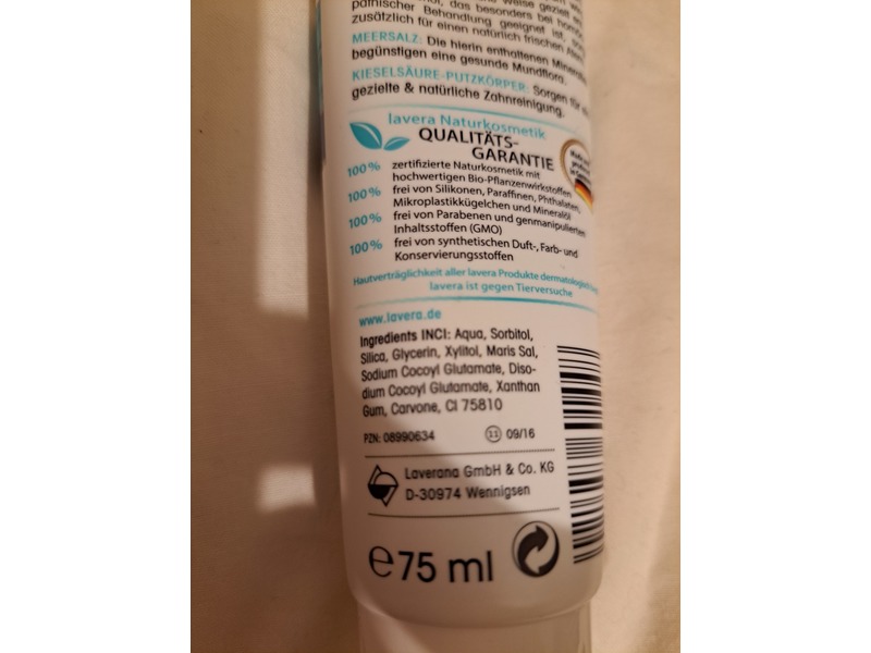 Lavera Neutral Gel Toothpaste, 2.5 fl oz/75 mL