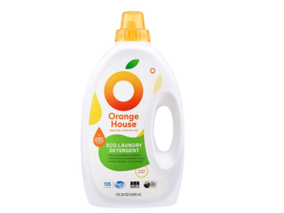 Orange House Eco Laundry Detergent, Clean Scent, 135 Loads, 135.26 oz/4000 mL