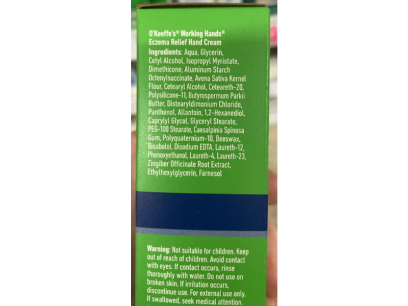 O'Keeffe's Working Eczema Relief Hand Cream Hands, 57 g