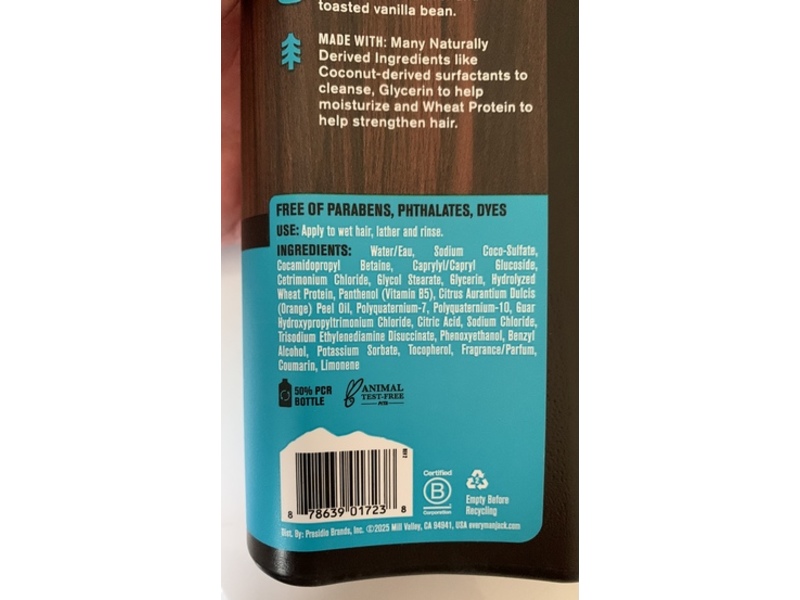 Every Man Jack 2 In 1 Shampoo + Conditioner, Coconut + Vanilla, 16 fl oz/473 mL