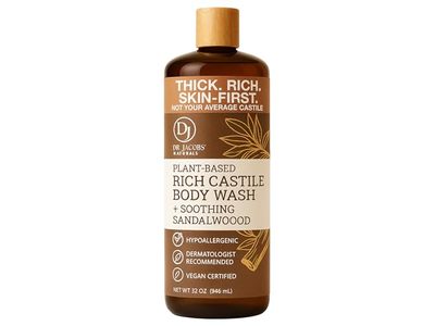 Dr. Jacobs Naturals Rich Castile Body Wash, Soothing Sandalwood, 32 oz/946 mL