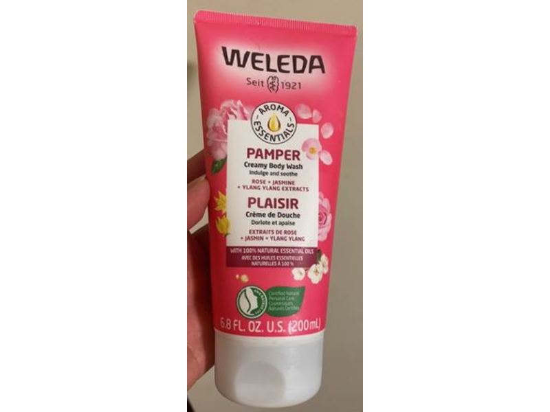 Weleda Pamper Creamy Body Wash, Rose + Jasmine + Ylang Ylang, 6.8 fl oz/200 mL