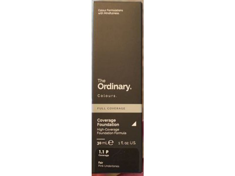 The Ordinary Colours Coverage Foundation, 1.1 P Fair Pink Undertones, Full Coverage, 1 fl oz/30 mL