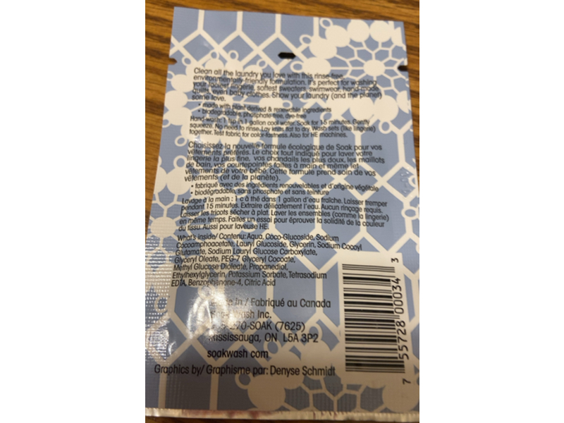 Soak Wash Scentless, 5 mL, Pack Of 8