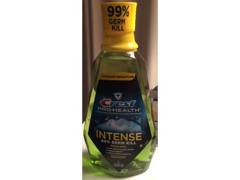 Crest Pro Health Intense Mouthwash, Fresh Mint, 33.8 fl oz/1 L, Pack Of 2