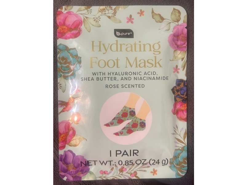 b.pure Hydrating Foot Mask, Rose Scented, 0.85 oz/24 g