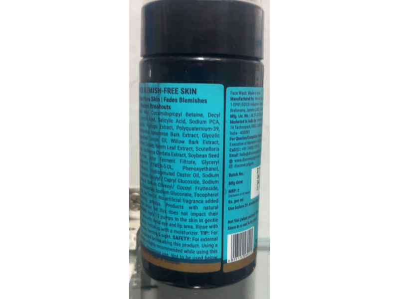 Pilgrim Salicylic & Glycolic Acid Foaming Face Wash, 4.06 fl oz/120 mL