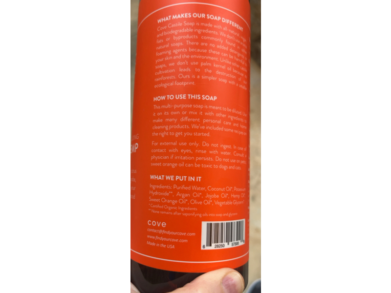 Cove Castile Soap, Citrus, 33.8 fl oz/1 L