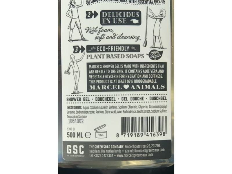 Marcel's Green Soap Shower Gel, Argan & Oudh, 500 mL