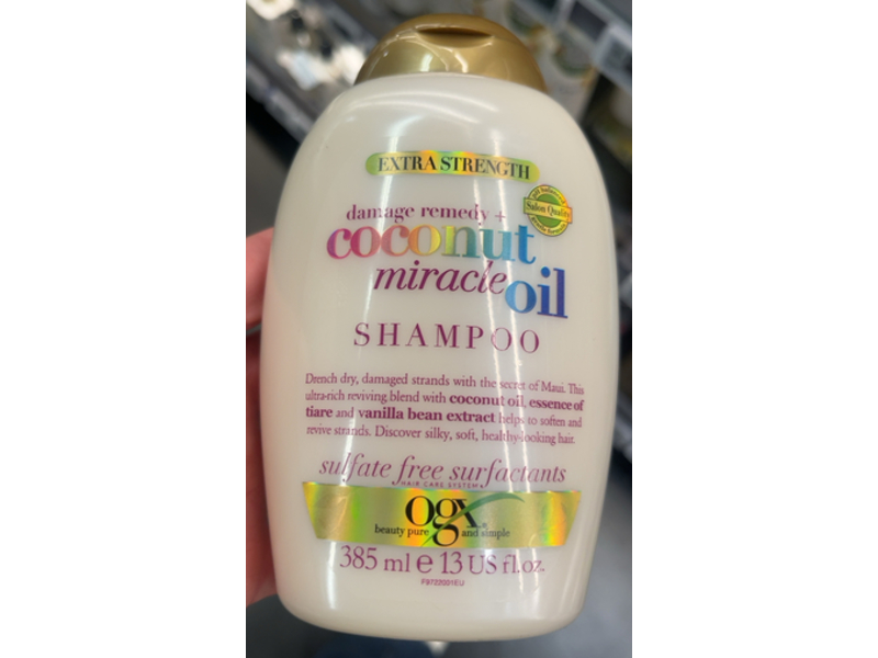 Ogx Extra Strength Damage Remedy+ Shampoo, Coconut Miracle Oil, 13 fl oz/385 mL