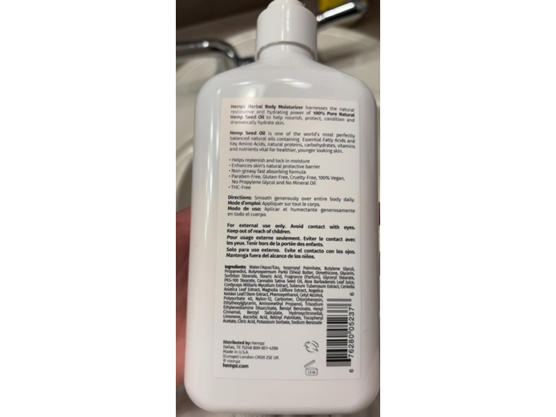 Hempz Moisturizing Body Lotion, Sweet Magnolia, 17 fl oz/500 mL