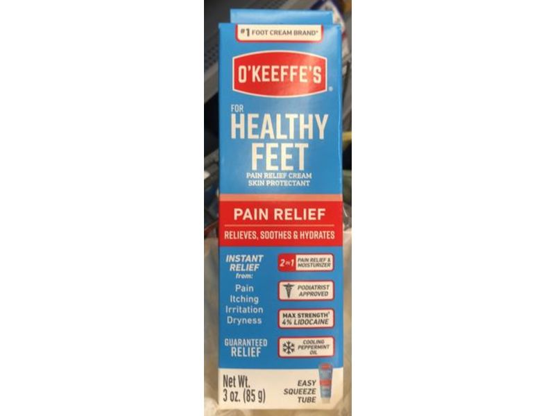 O'Keeffe's Healthy Feet Pain Relief Skin Protectant Cream, 3 oz/85 g