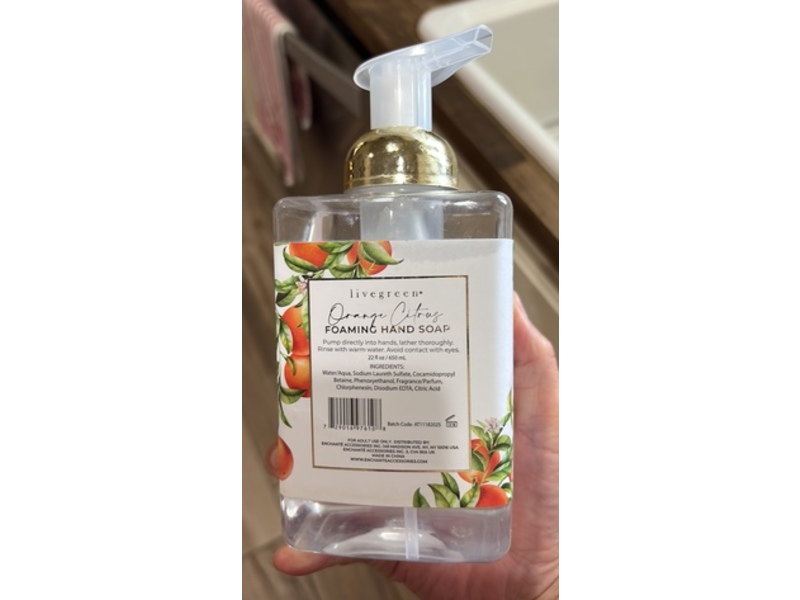 Livegreen Foaming Hand Soap, Orange Citrus, 22 fl oz/650 mL