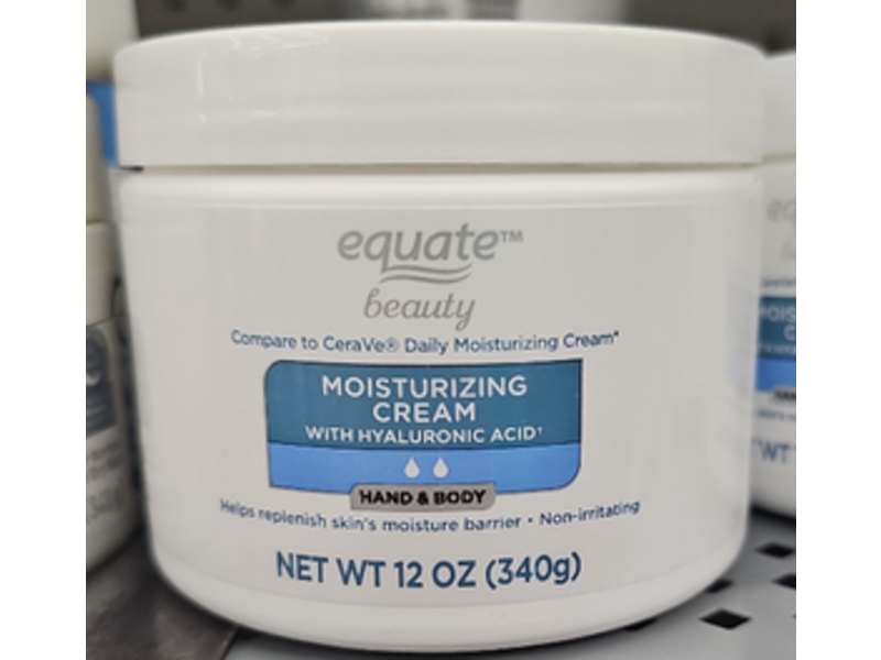Equate Beauty Hand & Body Moisturizing Cream, Hyaluronic Acid, 12 oz/340 g
