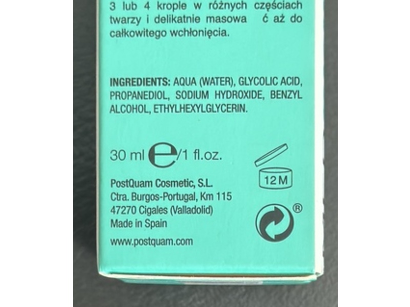 PostQuam Med Skin Glycolic Peel Biologic Serum, Glycolic Acid, 1 fl oz/30 mL