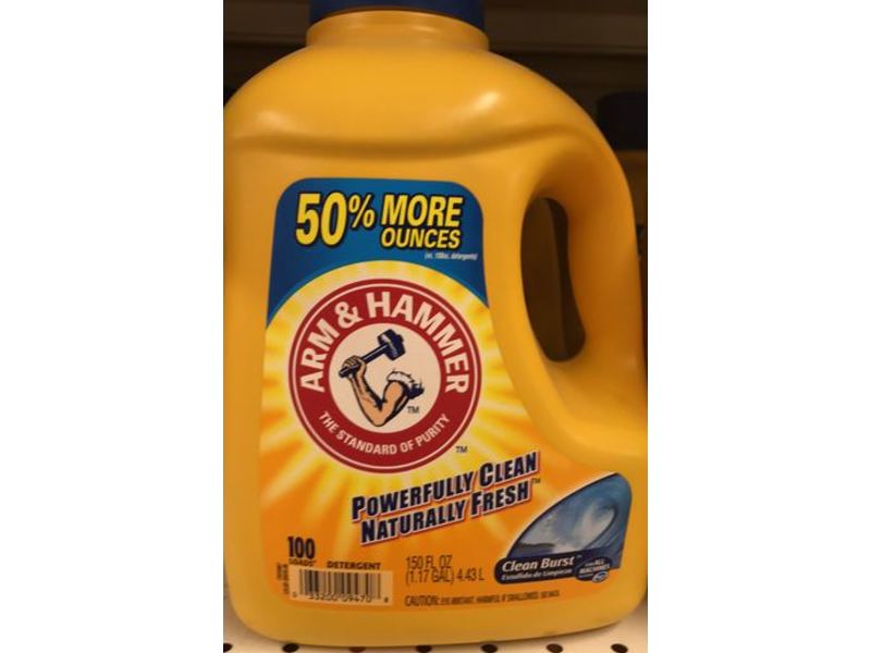 Arm & Hammer Liquid Laundry Detergent, Clean Burst, 100 Loads, 150 fl oz/4.43 L